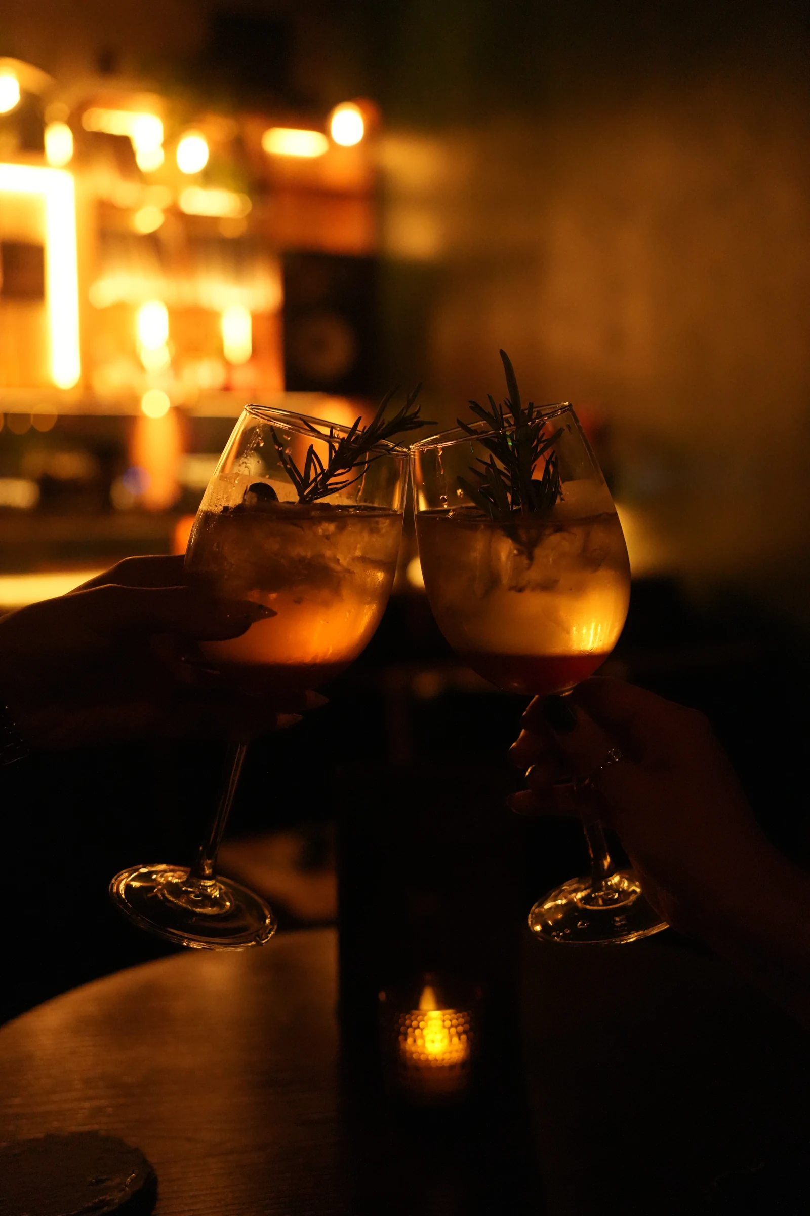 A candlelit table at The Felix